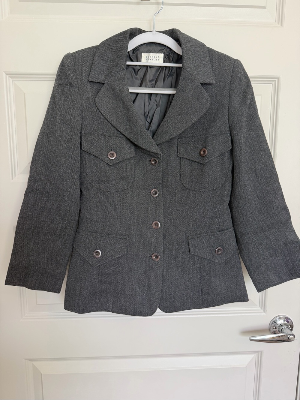 Barneys New York Gray Notch-Lapel Women's Blazer